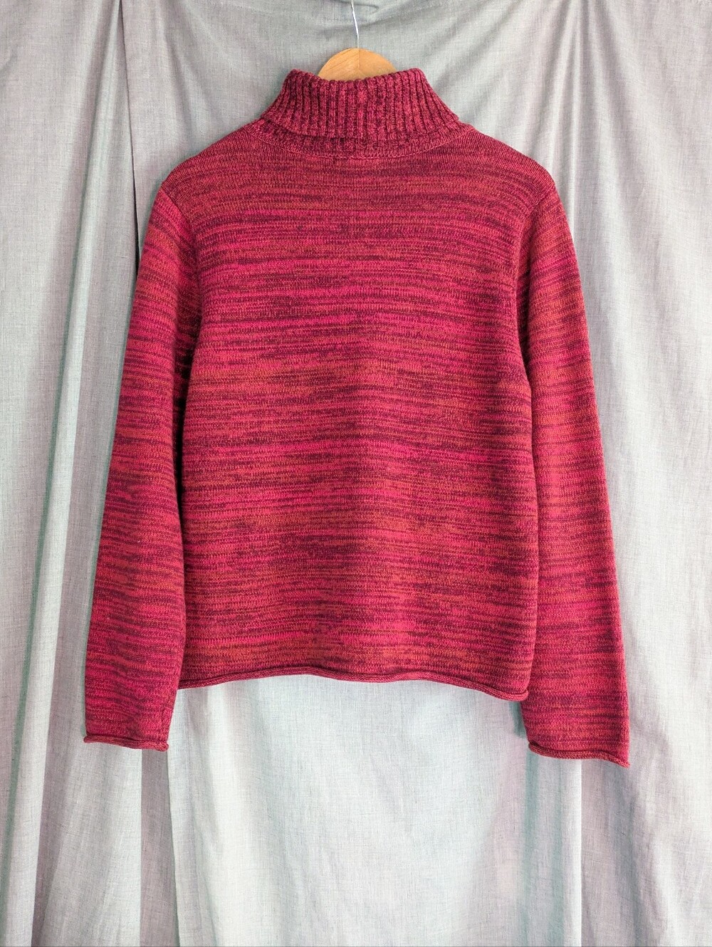 Vintage Multicolored Cotton Turtleneck Sweater In Pink, Orange, And Red - Picture 2 of 5